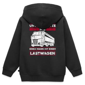 LKW Fahrer Lastwagenfahrer Fernfahrer Trucker - Kinder Premium Organic Zip Hoodie - Schwarz - Hinten - AI Model Kid Male (0cm)