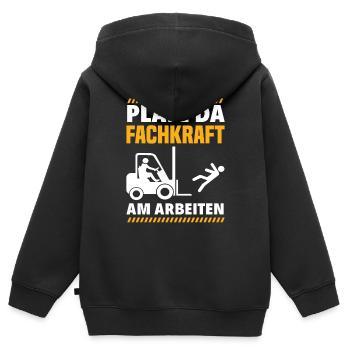 Staplerfahrer Lager Lagerarbeiter - Kinder Premium Organic Zip Hoodie - Schwarz - Hinten - AI Model Kid Male (0cm)