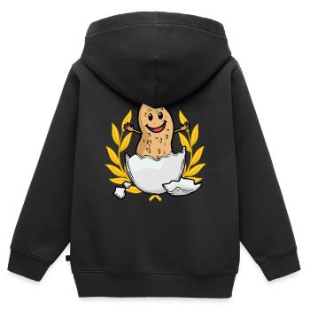 Hourra Cacahuète Naissance Naissance Parents - Sweat Premium à capuche zippé enfant bio - noir - Dos - AI Model Kid Male (0cm)