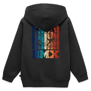Retro BMX - Kinder Premium Organic Zip Hoodie - Schwarz - Hinten - AI Model Kid Male (0cm)