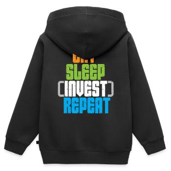 Börse Geld Investor Aktien Dividende - Kinder Premium Organic Zip Hoodie - Schwarz - Hinten - AI Model Kid Male (0cm)