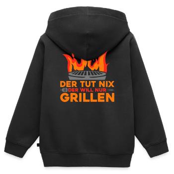 Grillen Grillmeister BBQ Grillkönig - Kinder Premium Organic Zip Hoodie - Schwarz - Hinten - AI Model Kid Male (0cm)