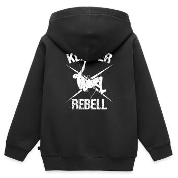 Klettern Bergsport Kletterer - Kinder Premium Organic Zip Hoodie - Schwarz - Hinten - AI Model Kid Male (0cm)