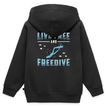 Apnée de plongée Apnée Cadeau d’apnée - Sweat Premium à capuche zippé enfant bio - noir - Dos - AI Model Kid Male (0cm)