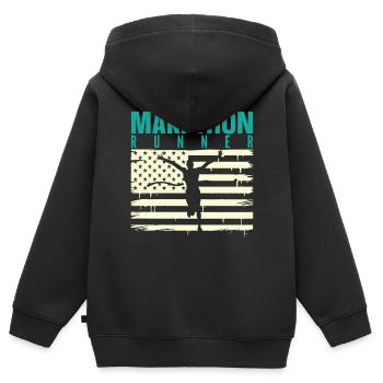 Marathon Marathon Marathon Runner Gift - Kids Premium Organic Zip-up Hoodie - black - Back - AI Model Kid Male (0cm)