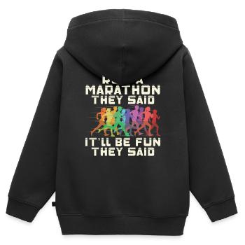 Marathon Marathon Marathon Runner Gift - Kids Premium Organic Zip-up Hoodie - black - Back - AI Model Kid Male (0cm)
