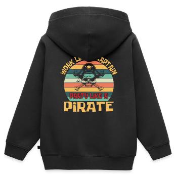 Pirate Pirate Pirate Bateau Pirate Cadeau - Sweat Premium à capuche zippé enfant bio - noir - Dos - AI Model Kid Male (0cm)