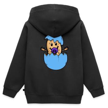 Coquille d’arachide naissance bébé éclosion oeuf - Sweat Premium à capuche zippé enfant bio - noir - Dos - AI Model Kid Male (0cm)