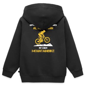 Mountainbike Alter Mann Spruch - Kinder Premium Organic Zip Hoodie - Schwarz - Hinten - AI Model Kid Male (0cm)