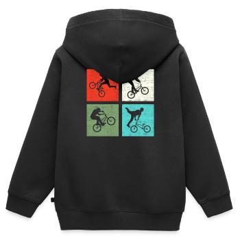 BMX Retro - Kinder Premium Organic Zip Hoodie - Schwarz - Hinten - AI Model Kid Male (0cm)