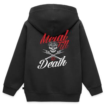 Metal Musik Musiker Totenkopf - Kinder Premium Organic Zip Hoodie - Schwarz - Hinten - AI Model Kid Male (0cm)