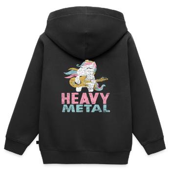 Heavy Metal Einhorn Musiker - Kinder Premium Organic Zip Hoodie - Schwarz - Hinten - AI Model Kid Male (0cm)