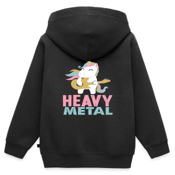 Einhorn Heavy Metal Musik - Kinder Premium Organic Zip Hoodie - Schwarz - Hinten - AI Model Kid Male (0cm)
