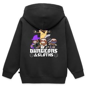 Aventure RPG Dice Fantasy Cadeau - Sweat Premium à capuche zippé enfant bio - noir - Dos - AI Model Kid Male (0cm)
