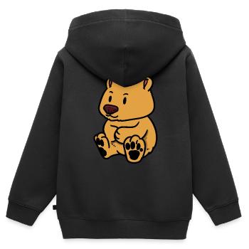 Bär Stofftier kuscheln Kinder Baby Teddybär - Kinder Premium Organic Zip Hoodie - Schwarz - Hinten - AI Model Kid Male (0cm)