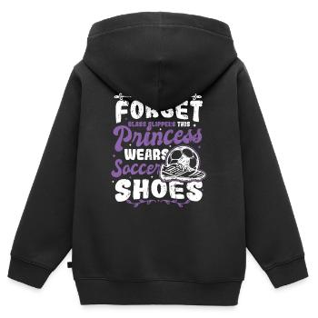 Princess Wears Fußballschuhe für Damen - Kinder Premium Organic Zip Hoodie - Schwarz - Hinten - AI Model Kid Male (0cm)