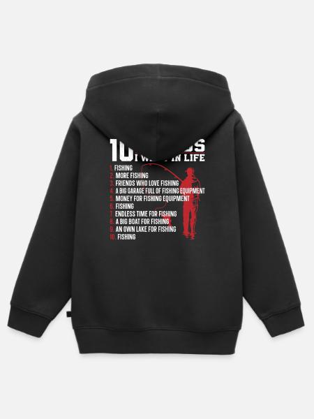 Vissen Vintage - Kinder Premium zip hoodie biologisch - zwart