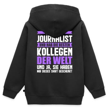 Journalist Journalismus Reporter Zeitung - Kinder Premium Organic Zip Hoodie - Schwarz - Hinten - AI Model Kid Male (0cm)