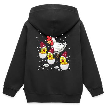 Xmas Weihnachten Mutter Huhn Hühnerstall Nikolaus - Kinder Premium Organic Zip Hoodie - Schwarz - Hinten - AI Model Kid Male (0cm)