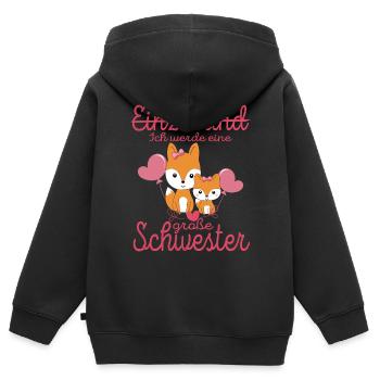 Einzelkind Ich Werde Große Schwester Nachwuchs - Kinder Premium Organic Zip Hoodie - Schwarz - Hinten - AI Model Kid Male (0cm)