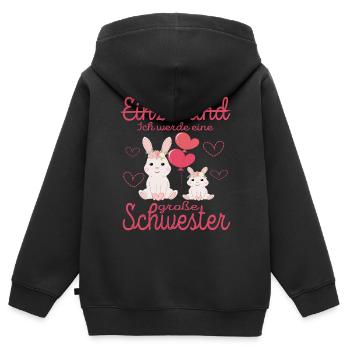 Einzelkind Ich Werde Große Schwester Geschwister - Kinder Premium Organic Zip Hoodie - Schwarz - Hinten - AI Model Kid Male (0cm)