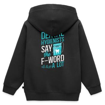 Dental Hygienist Floss Dental - Kinder Premium Organic Zip Hoodie - Schwarz - Hinten - AI Model Kid Male (0cm)