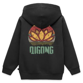 Retro Qigong Qi Gong Tai Chi Chigong - Kinder Premium Organic Zip Hoodie - Schwarz - Hinten - AI Model Kid Male (0cm)