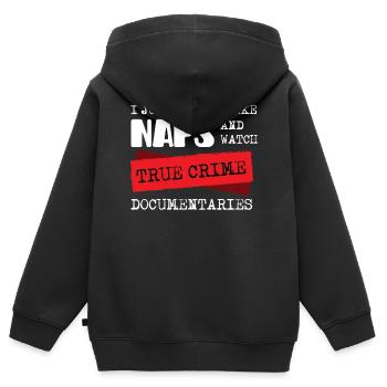 True Crime et sieste - Sweat Premium à capuche zippé enfant bio - noir - Dos - AI Model Kid Male (0cm)