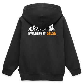 Evolution Salsa, Danseuse de Salsa - Sweat Premium à capuche zippé enfant bio - noir - Dos - AI Model Kid Male (0cm)