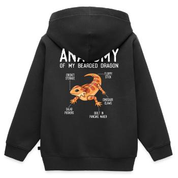 Anatomie Eines Bärtigen Drachen - Kinder Premium Organic Zip Hoodie - Schwarz - Hinten - AI Model Kid Male (0cm)