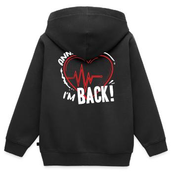 Survivant d’une crise cardiaque - Sweat Premium à capuche zippé enfant bio - noir - Dos - AI Model Kid Male (0cm)