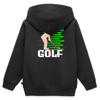Golf - Kinder Premium Organic Zip Hoodie - Schwarz - Hinten - AI Model Kid Male (0cm)