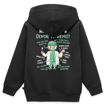 Hygiéniste dentaire Anatomie Anatomie - Sweat Premium à capuche zippé enfant bio - noir - Dos - AI Model Kid Male (0cm)
