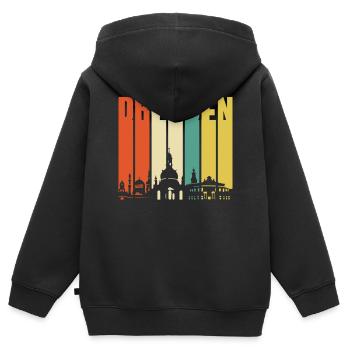 Dresden - Kinder Premium Organic Zip Hoodie - Schwarz - Hinten - AI Model Kid Male (0cm)
