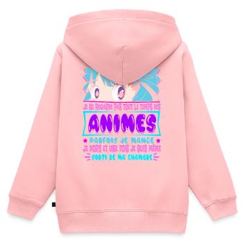 Manga Anime Cosplay Otaku Japonais Dessin Animé - Sweat Premium à capuche zippé enfant bio - rose - Dos - AI Model Kid Female (0cm)
