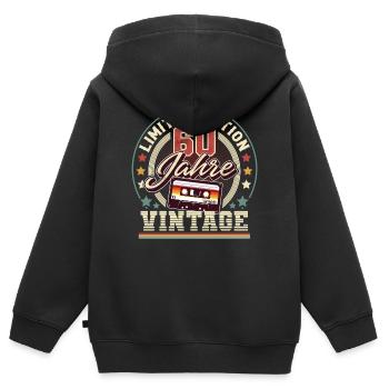 60. Geburtstag Vintage Audiokassette 60 Jahre - Kinder Premium Organic Zip Hoodie - Schwarz - Hinten - AI Model Kid Male (0cm)