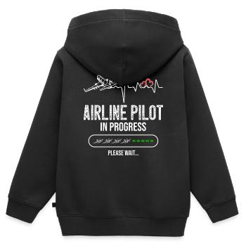 Airline Pilot In Progress Heartbeat Future Pilot - Kinder Premium Organic Zip Hoodie - Schwarz - Hinten - AI Model Kid Male (0cm)