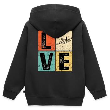 Vintage Love Airplane for Airplane Airline Pilot - Kids Premium Organic Zip-up Hoodie - black - Back - AI Model Kid Male (0cm)