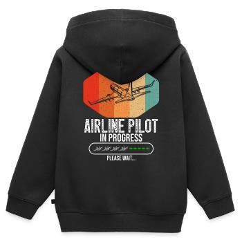 Airline Pilot In Progress Future Airline Pilot Kid - Kinder Premium Organic Zip Hoodie - Schwarz - Hinten - AI Model Kid Male (0cm)