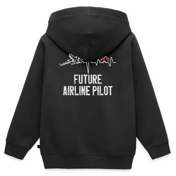 Future Airline Pilot Heartbeat Airplane - Kinder Premium Organic Zip Hoodie - Schwarz - Hinten - AI Model Kid Male (0cm)