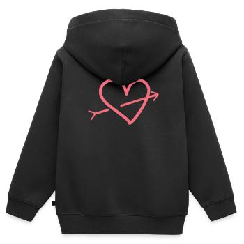 Rosa Herz Mit Pfeil - Kinder Premium Organic Zip Hoodie - Schwarz - Hinten - AI Model Kid Male (0cm)