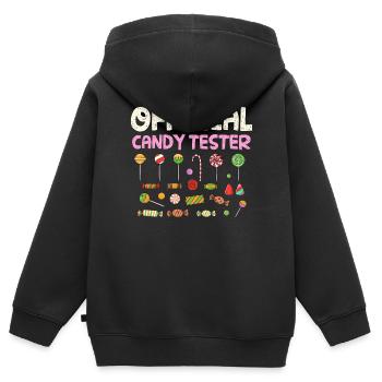 Official candy tester, candy - Kids Premium Organic Zip-up Hoodie - black - Back - AI Model Kid Male (0cm)
