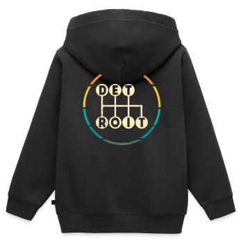 Detroit Stick Shift, 6-Gang Manuelle Gangschaltung - Kinder Premium Organic Zip Hoodie - Schwarz - Hinten - AI Model Kid Male (0cm)