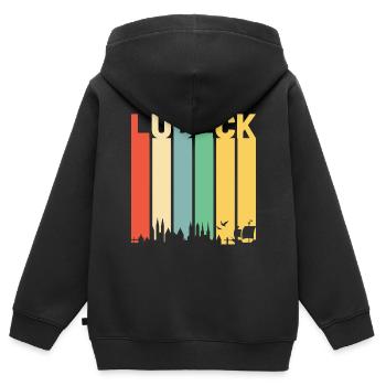 Lübeck - Kinder Premium Organic Zip Hoodie - Schwarz - Hinten - AI Model Kid Male (0cm)