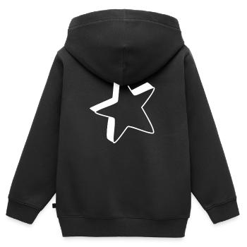 Weisser Stern - Kinder Premium Organic Zip Hoodie - Schwarz - Hinten - AI Model Kid Male (0cm)
