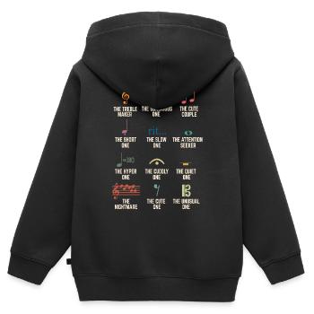 Musiknoten, Musiker - Kinder Premium Organic Zip Hoodie - Schwarz - Hinten - AI Model Kid Male (0cm)