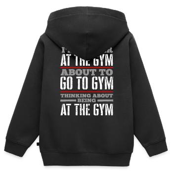Accros au fitness - Sweat Premium à capuche zippé enfant bio - noir - Dos - AI Model Kid Male (0cm)