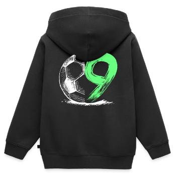 Football birthday 9 years - Kids Premium Organic Zip-up Hoodie - black - Back - AI Model Kid Male (0cm)