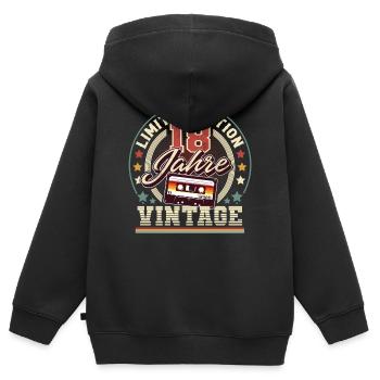 18. Geburtstag Vintage Audiokassette 18 Jahre - Kinder Premium Organic Zip Hoodie - Schwarz - Hinten - AI Model Kid Male (0cm)