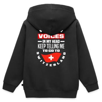 Schweiz Stimmen Auswandern - Kinder Premium Organic Zip Hoodie - Schwarz - Hinten - AI Model Kid Male (0cm)